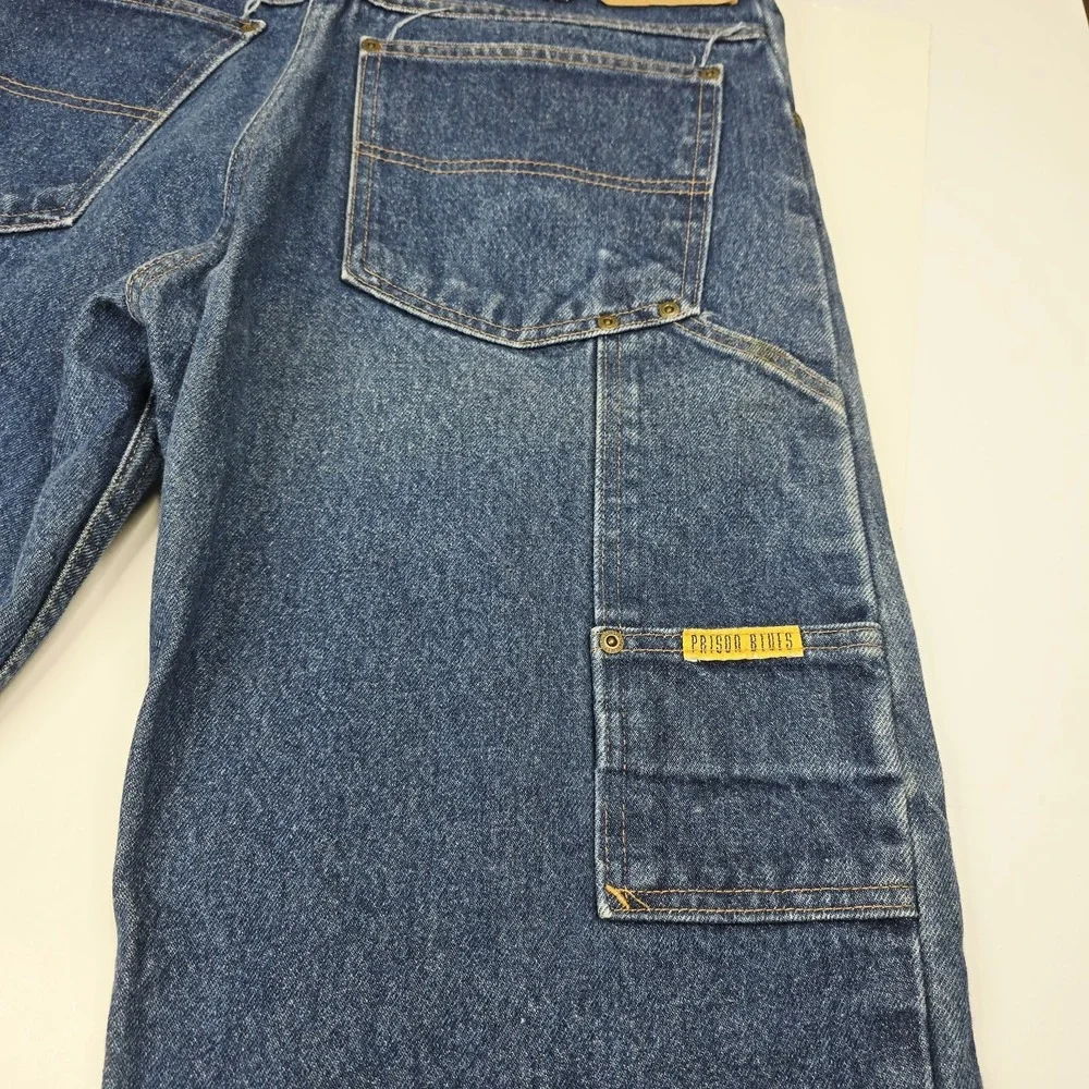 Prison Blues Jeans Mens 35x34 Work Logger Suspender Buttons Made In USA 55220 35